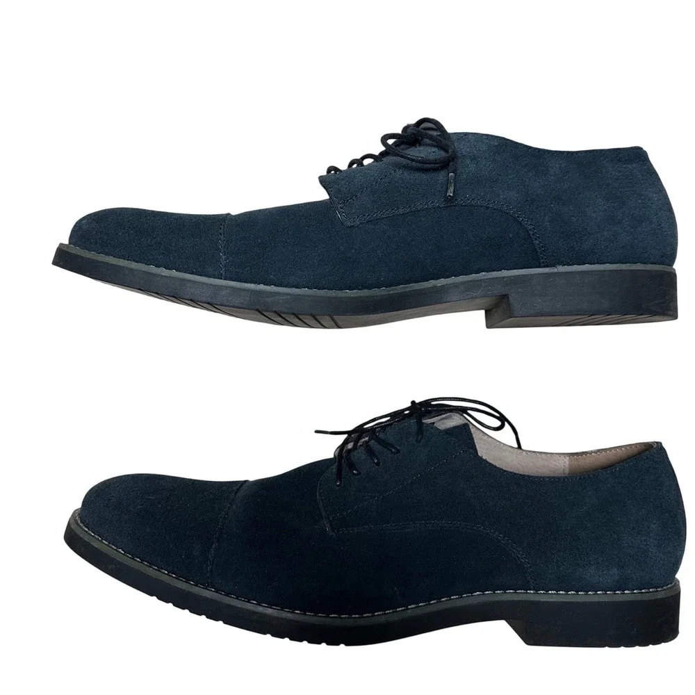 Banana Republic Mens Navy Blue Suede Cap Toe Derby Shoes Size 11.5 M